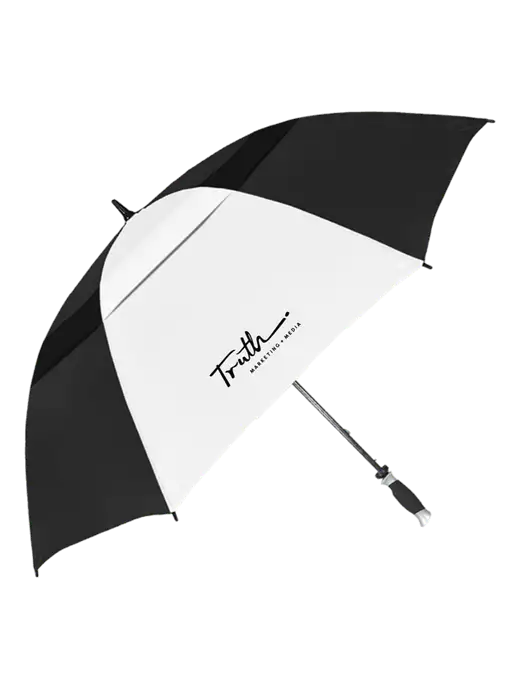 Black/White Vented Typhoon Tamer Golf Umbrella w/Truth Logo
