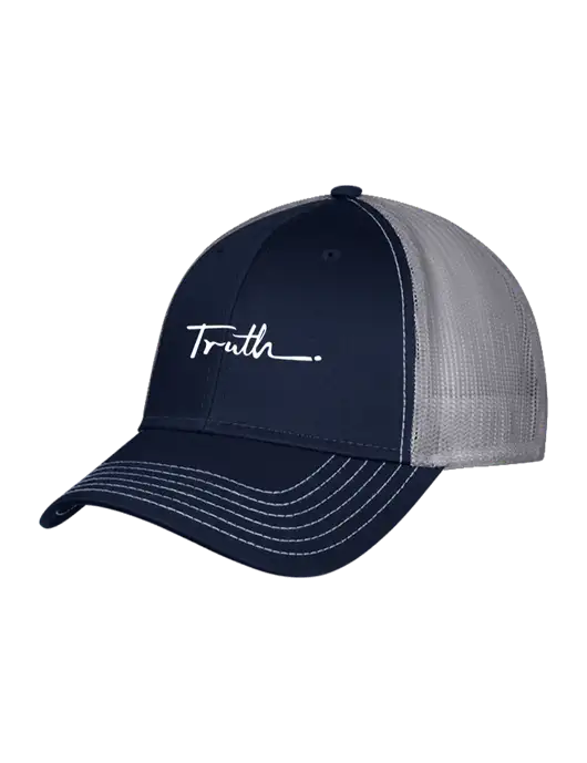 Navy/Grey Mesh Trucker Cap Snap Back w/Truth Logo