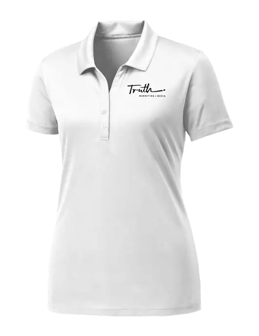 Womens White PosiCharge Competitor Polo w/Truth Logo