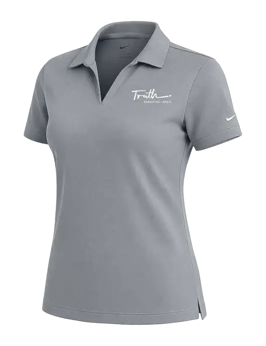 NIKE Medium Grey Womens Dri-Fit Micro Pique Polo w/Truth Logo