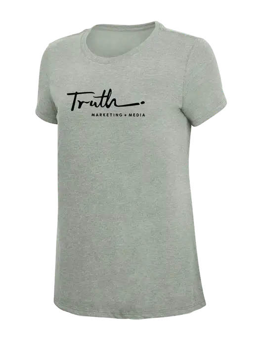 Womens Simply Soft Heathered Light Grey 4.5oz Poly/Combed Ring Spun Cotton T-Shirt w/Truth Logo