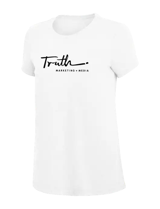 Womens Simply Soft White 4.5oz Poly/Combed Ring Spun Cotton T-Shirt
 w/Truth Logo