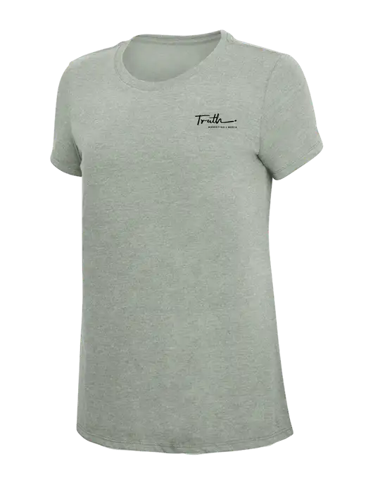 Womens Simply Soft Heathered Light Grey 4.5oz Poly/Combed Ring Spun Cotton T-Shirt w/Truth Logo