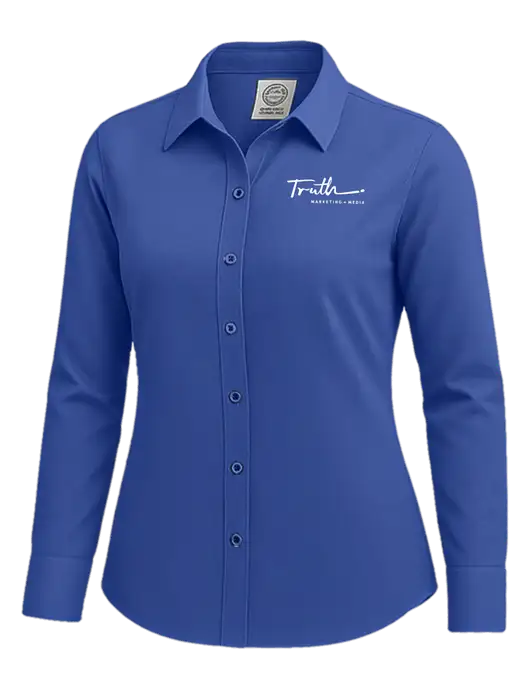 Brooks Brothers Womens Royal Blue Wrinkle-Free Stretch Nailhead Shirt w/Truth Logo