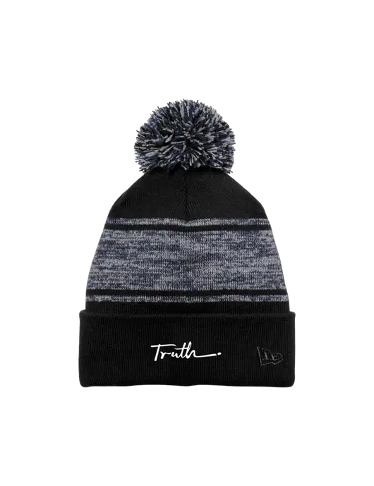 New Era Black/Navy Knit Chilled Pom Beanie w/Truth Logo