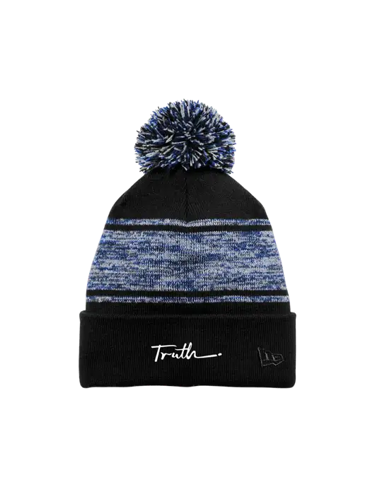 New Era Black/Royal Knit Chilled Pom Beanie w/Truth Logo