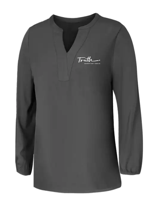 Mercer+Mettle Womens Dark Grey Stretch Crepe 3/4 Sleeve Blouse w/Truth Logo