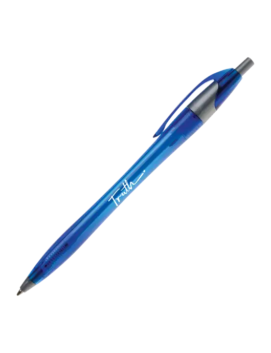 Novella Translucent Blue/Silver Jewel Pen - Blue Ink w/Truth Logo