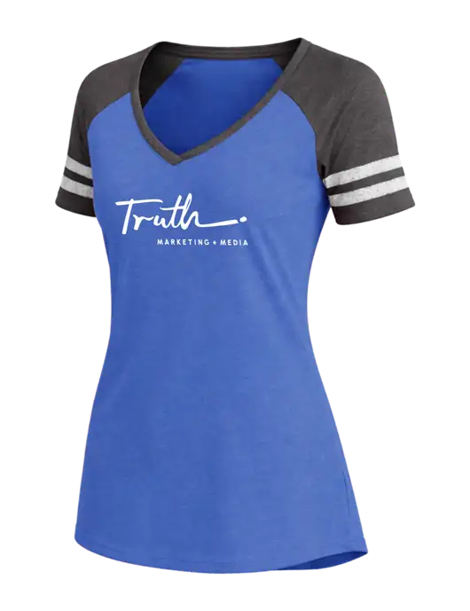 Womens Royal Heather/Charcoal Heather V-Neck Game Tee w/Truth Logo