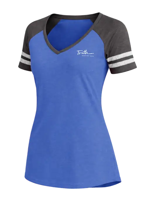 Womens Royal Heather/Charcoal Heather V-Neck Game Tee w/Truth Logo