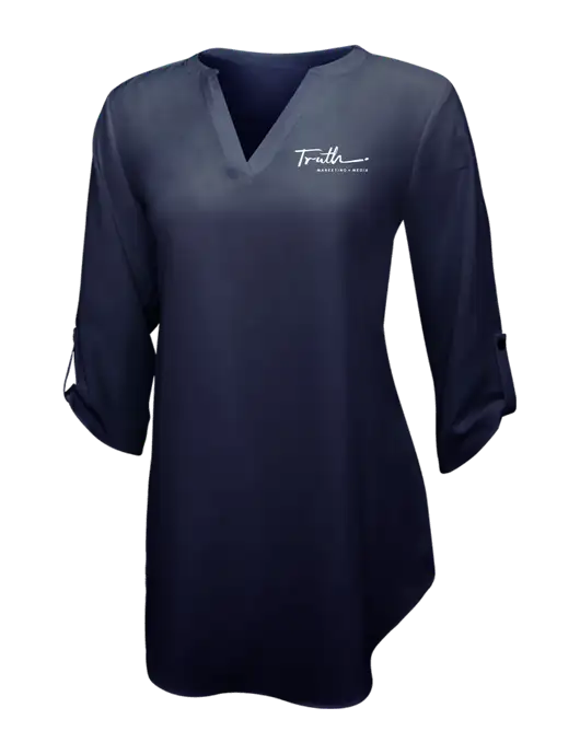 Navy Womens 3/4 Sleeve Tunic Blouse w/Truth Logo