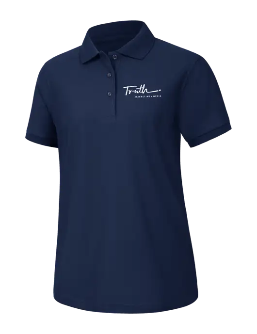 Womens Navy Silk Touch Polo w/Truth Logo