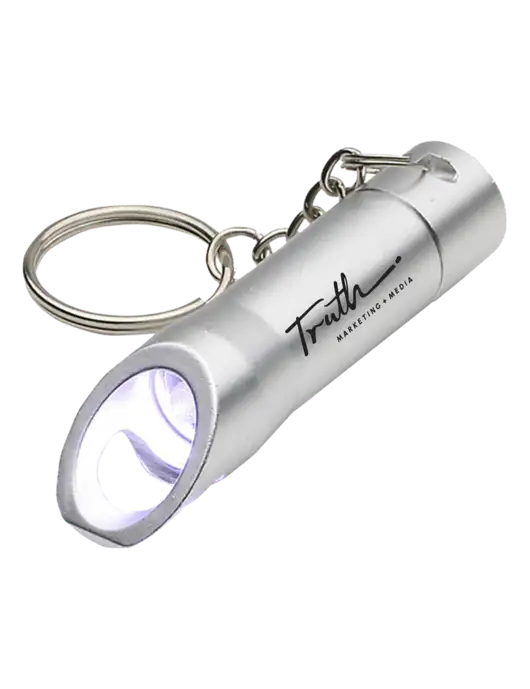 Silver Pocket LED Flashlight with Bottle Opener & Keychain w/Truth Logo