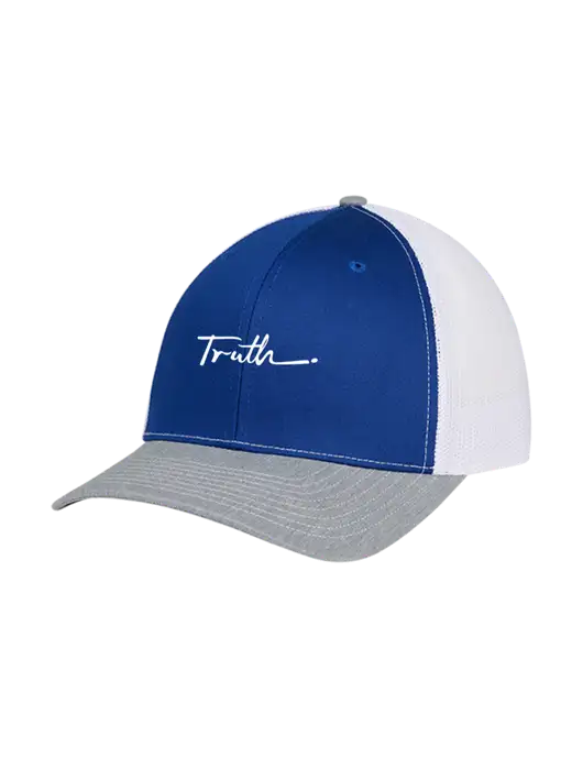 Richardson Adjustable Snapback Original 112 Trucker Cap Royal/HeatherGrey/White Mesh w/Truth Logo