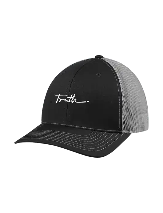 Richardson Adjustable Snapback Original 112 Trucker Cap Black w/Charcoal Mesh w/Truth Logo