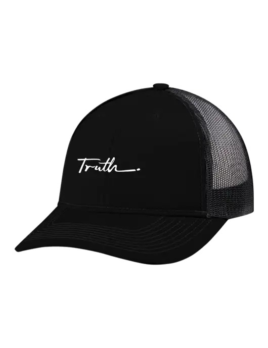 Snapback Ponytail Trucker Cap Black w/Black Mesh w/Truth Logo