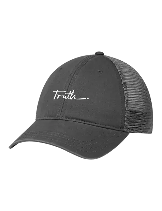 Richardson 111 Garment Washed Trucker Cap Charcoal w/Charcoal Mesh w/Truth Logo