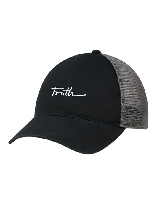 Richardson 111 Garment Washed Trucker Cap Black w/Charcoal Mesh w/Truth Logo