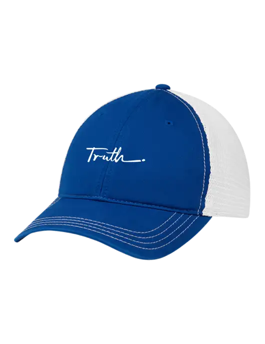 Richardson 111 Garment Washed Trucker Cap Royal w/White Mesh w/Truth Logo