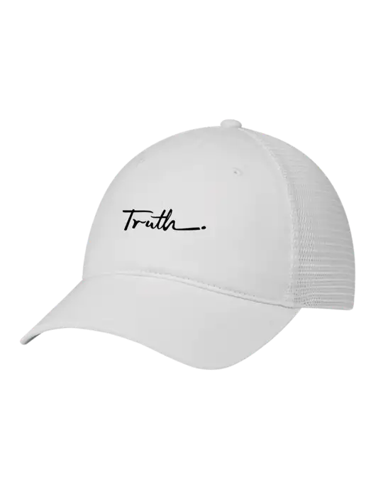 Richardson 111 Garment Washed Trucker Cap White w/White Mesh w/Truth Logo