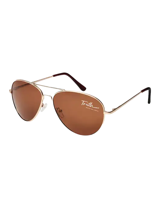 Aviator Coffee Brown with Gold Sunglasses  w/Truth Logo