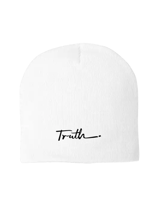 Solid White Element Knit Beanie w/Truth Logo