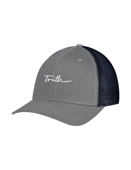 Richardson Adjustable Snapback Original 112 Trucker Cap Heather Grey w/Navy Mesh w/Truth Logo