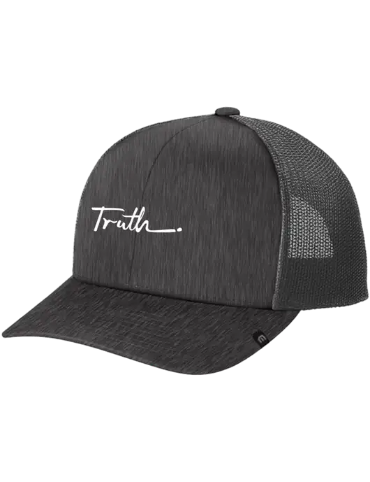 TravisMathew Very Dark Grey Heather Cruz Trucker Cap w/Truth Logo