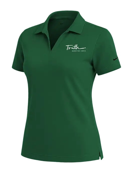 NIKE Dark Green Womens Dri-Fit Micro Pique Polo w/Truth Logo